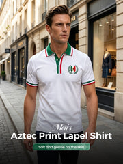 Men's Polo Shirt With Mexican Aztec-Inspired Art Print