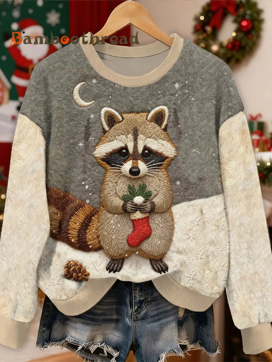 Gorgeous Christmas Animal Printed Casual Long Sleeve Sweatshirt As picture / S