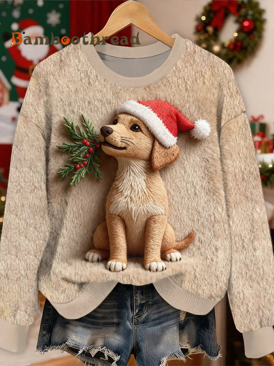 Gorgeous Christmas Dog Pattern Casual Long Sleeved Sweatshirt As picture / S