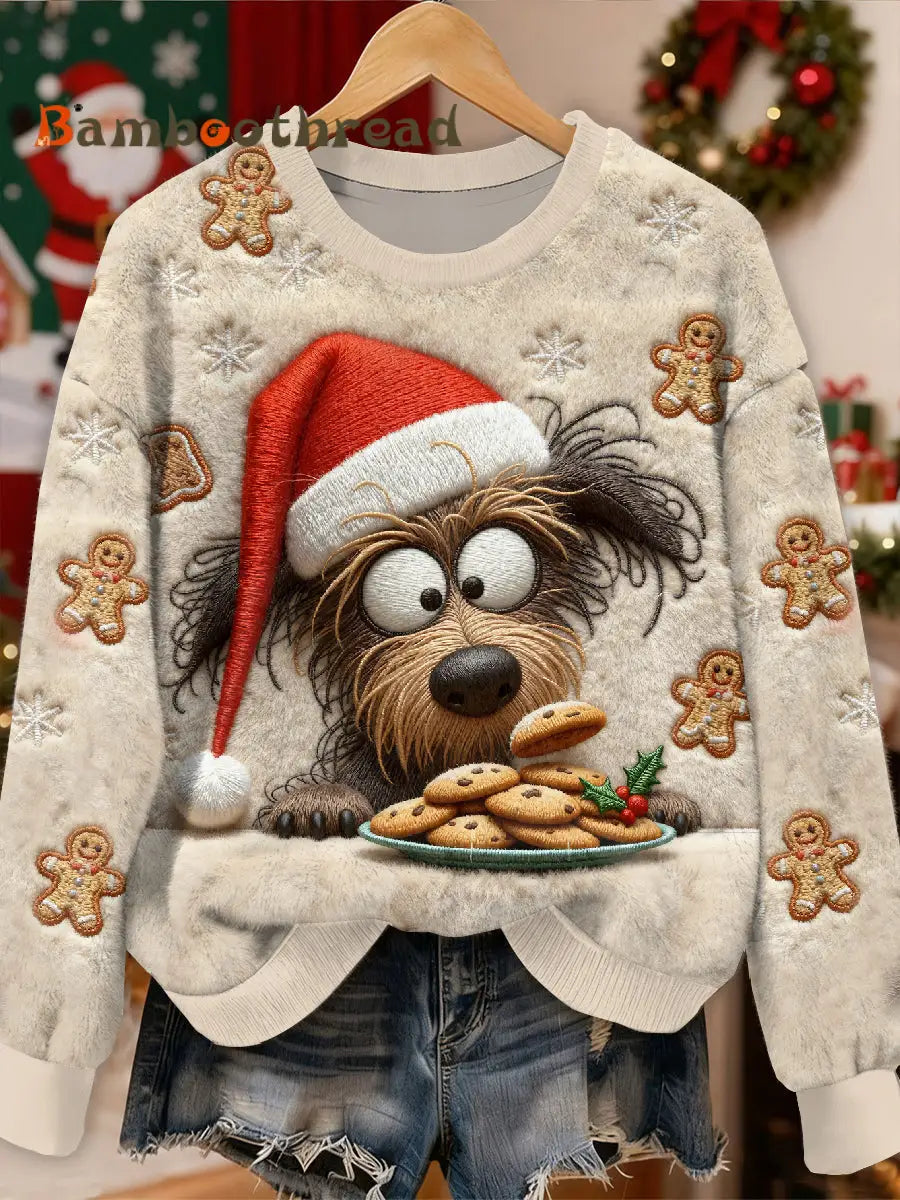 Gorgeous Christmas Dog Pattern Casual Long Sleeved Sweatshirt As picture / S