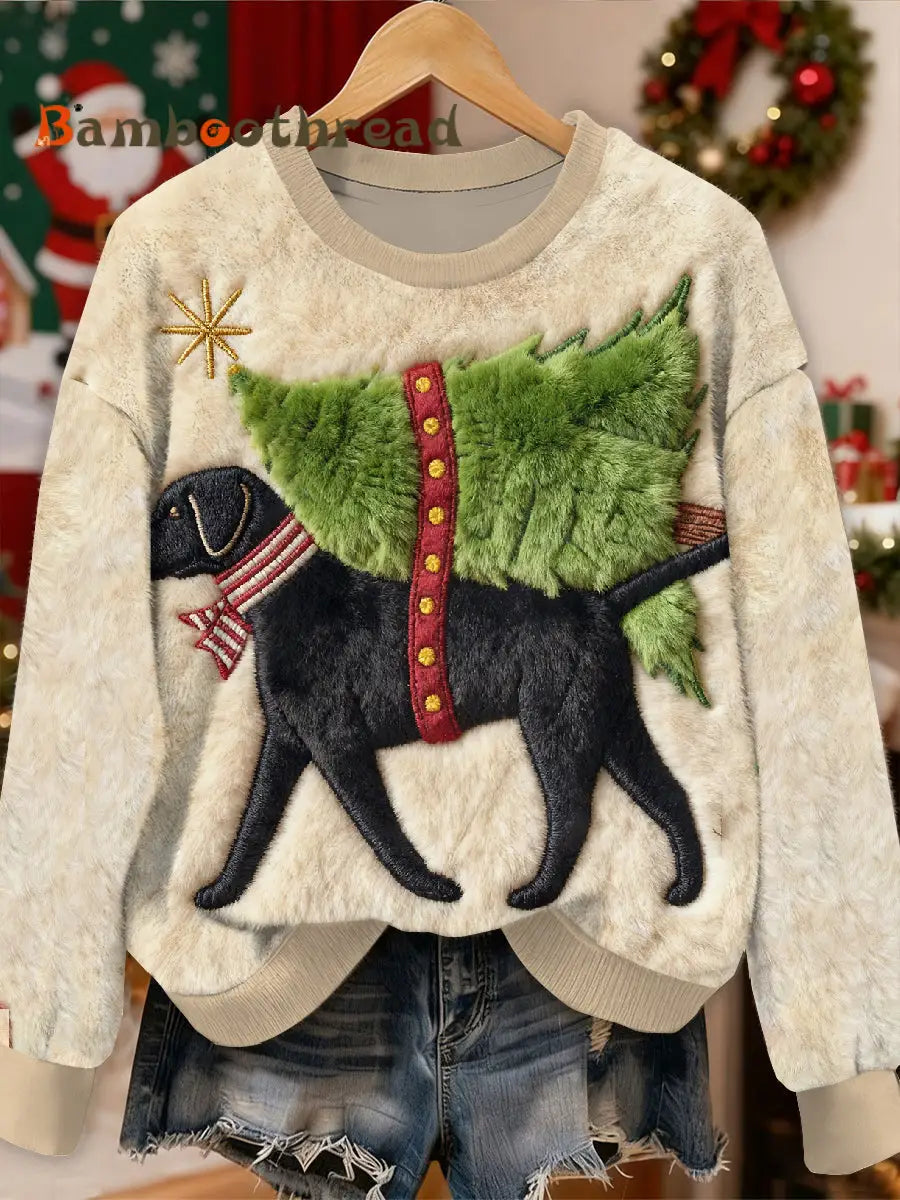 Gorgeous Christmas Dog Printed Casual Long Sleeve Sweatshirt As picture / S