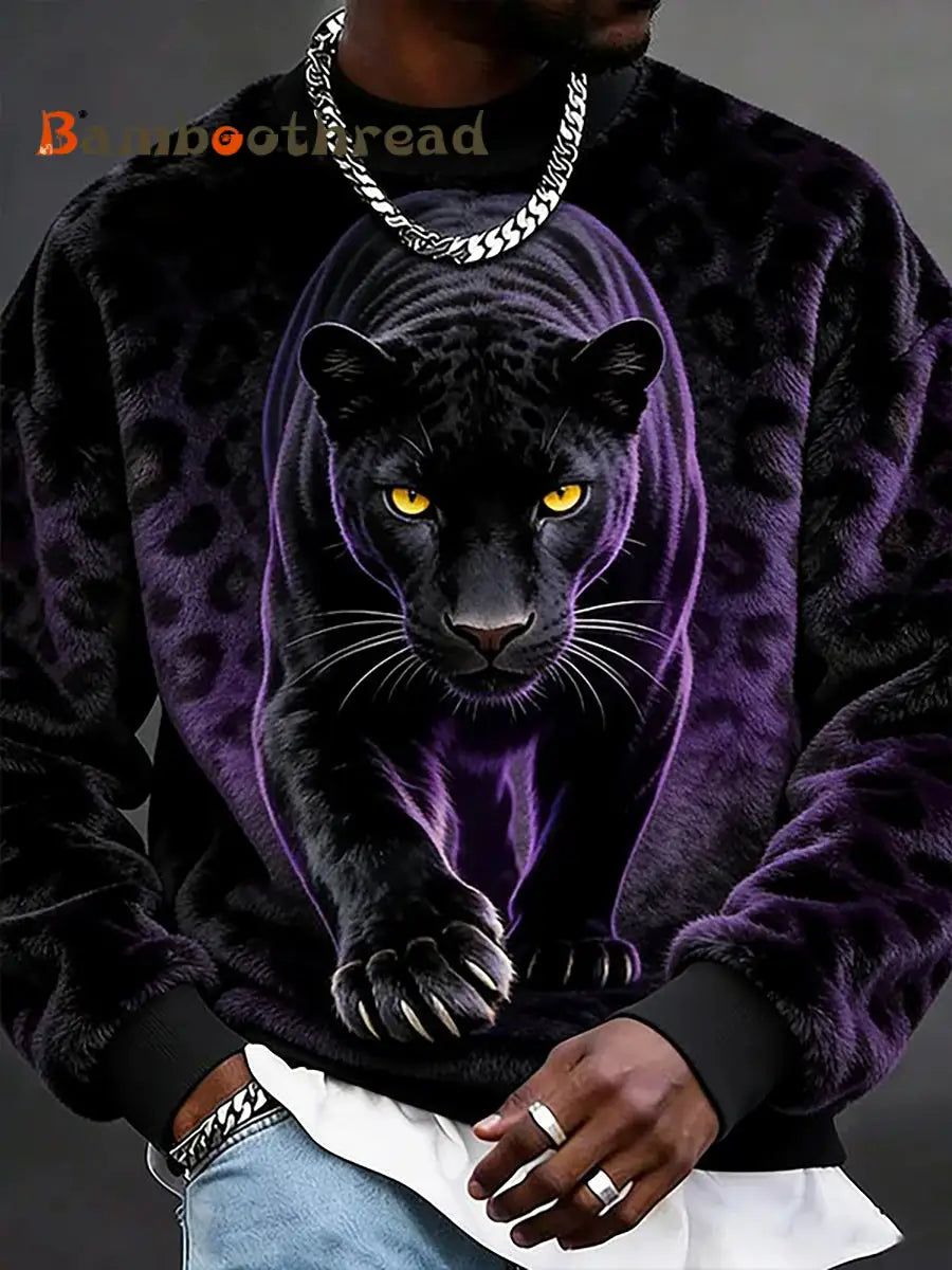 Men’s Animals Art Flannel Casual Sweatshirt As picture / S