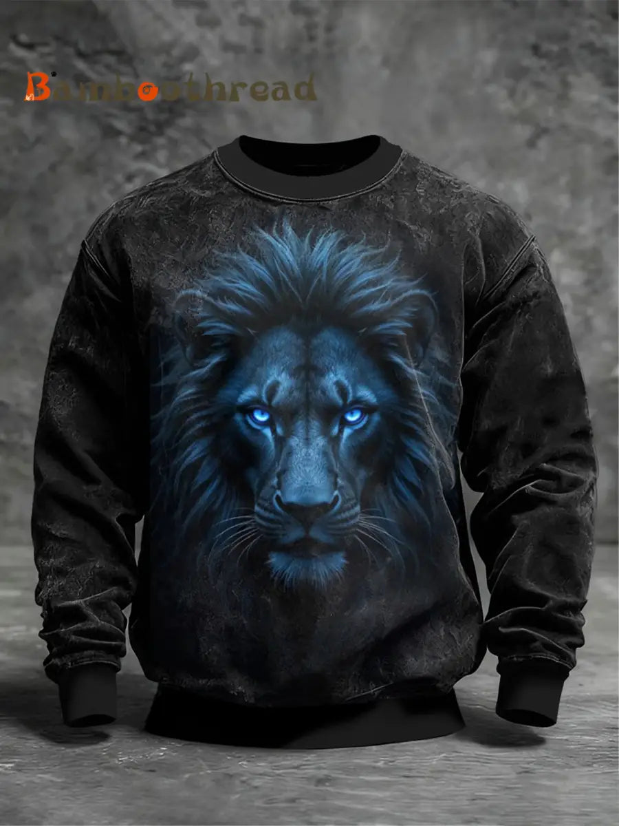Men’s Art Lion Crew Neck Sweatshirt Black / S