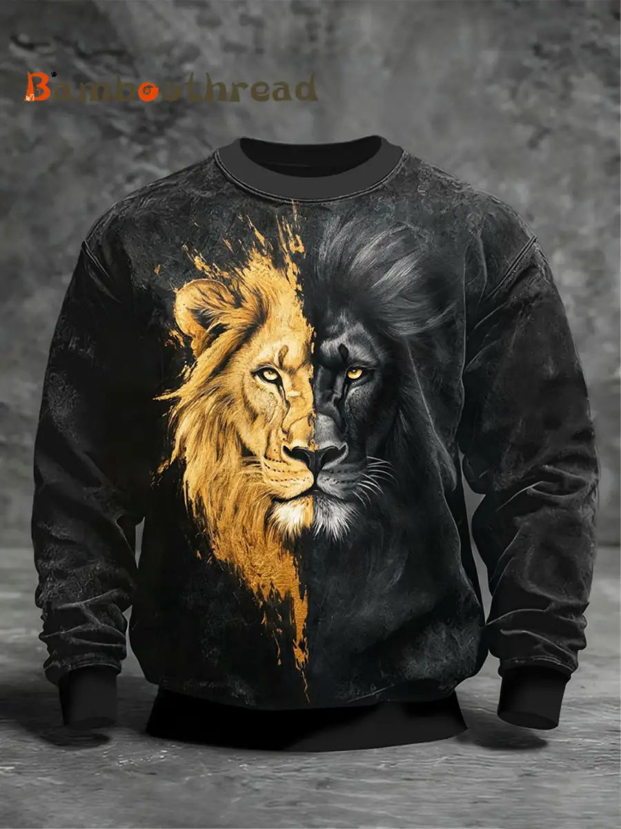 Men’s Art Lion Crew Neck Sweatshirt Black / S
