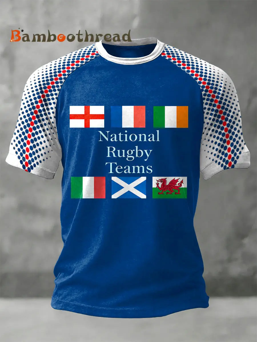 Men’s Blue Six Nations Rugby Championship Print T-Shirt Jersey Blue / S