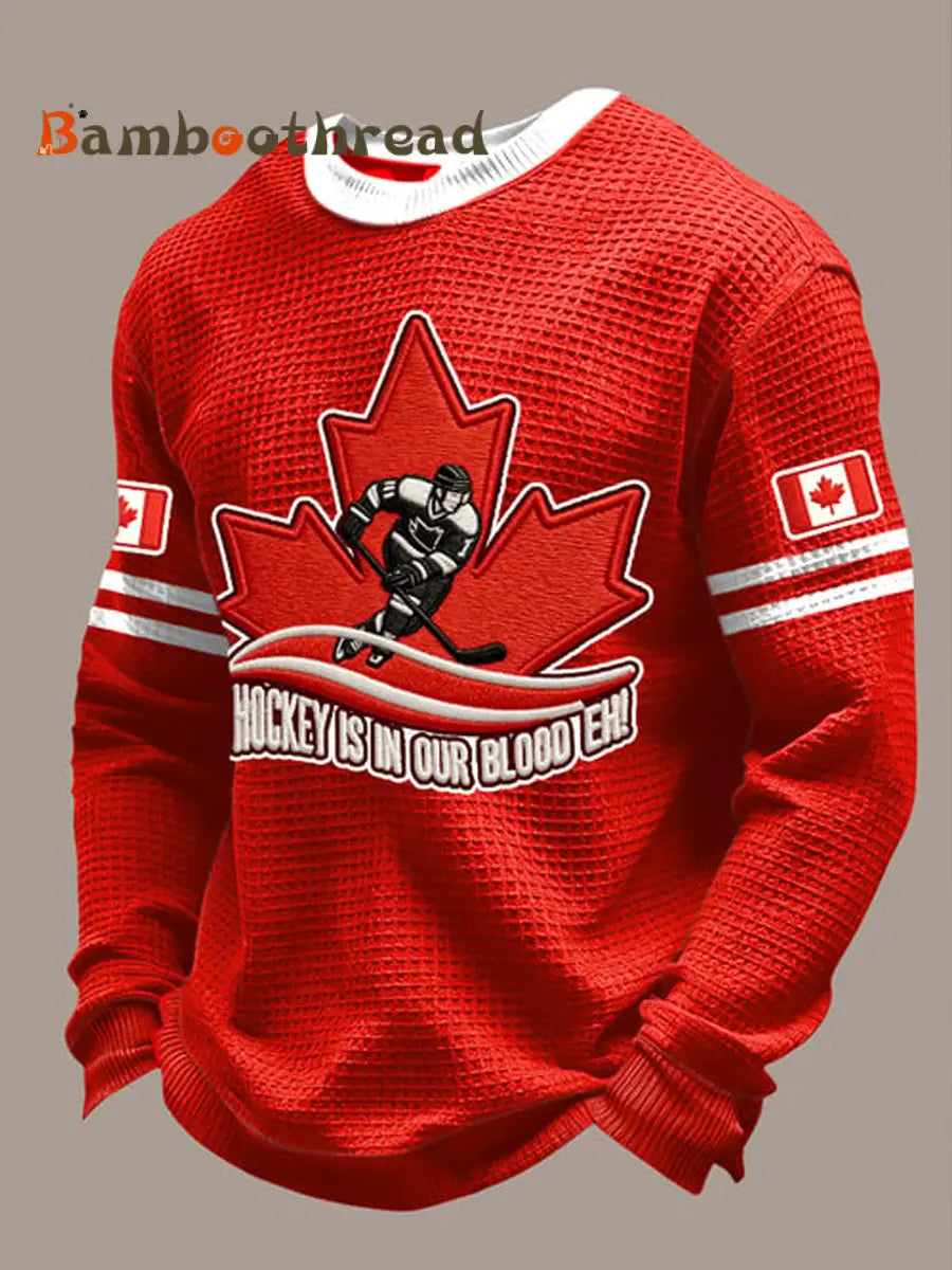 Men’s Canadian Hockey Print Casual Long-Sleeved Top Multicolour / S