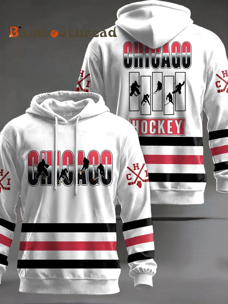 Men’s Chicago Hockey 100th Anniversary Print Hoodie As picture / S