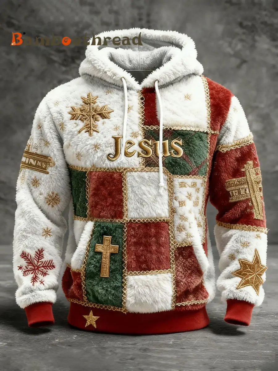 Men’s Christmas Cross Print Casual Hoodie As picture / S