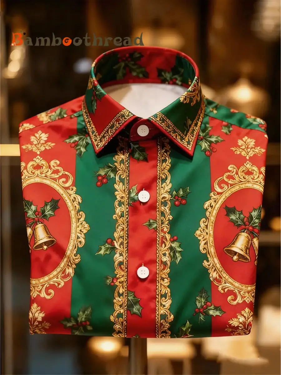 Men’s Christmas Holiday Button-Down Shirt As picture / S