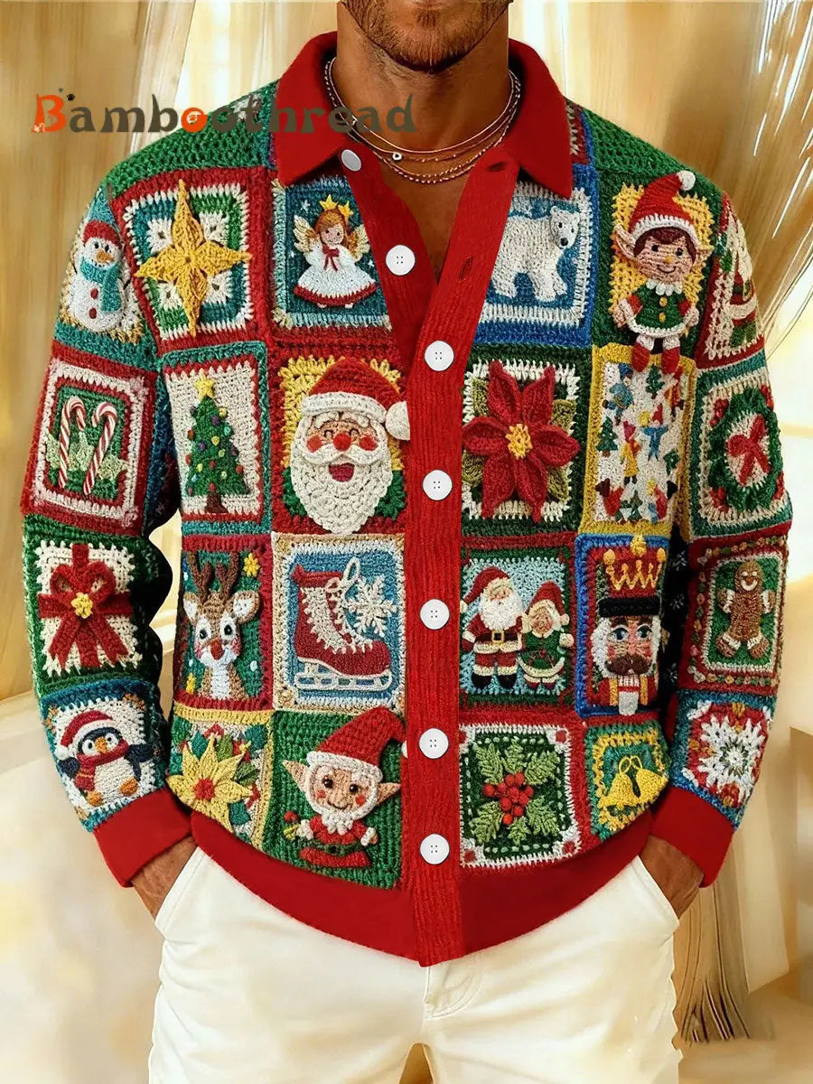 Men’s Christmas Pattern Button-Up Top As picture / S