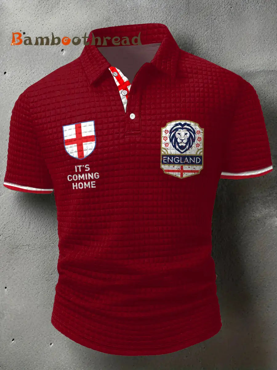 Men’s England Football Lover It’s Coming Home 2026 Printed Casual Tops Red / S