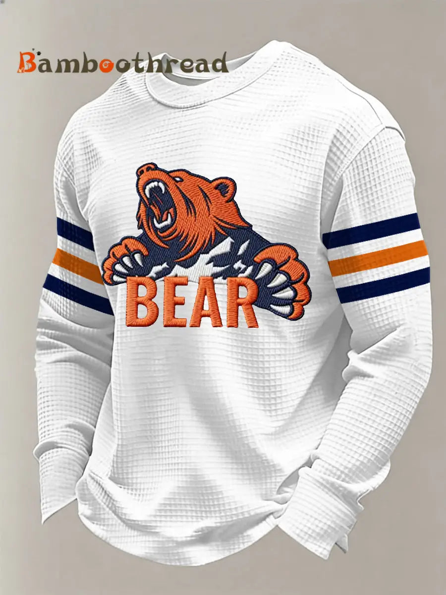 Men’s Football Fans Gameday Casual Waffle Long Sleeve T-Shirt White / S