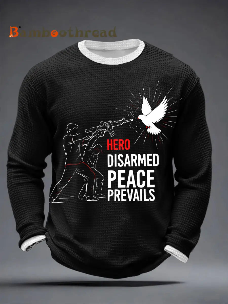 Men’s Hero Disarmed Peace Prevails Waffle T-Shirts Black / S