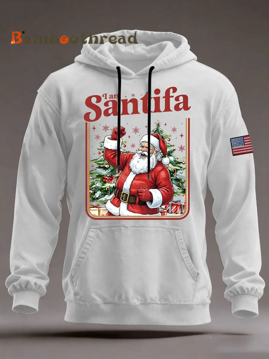 Men’s I Am Santifa Oversized Drop-Shoulder Hoodie With Pockets White / S