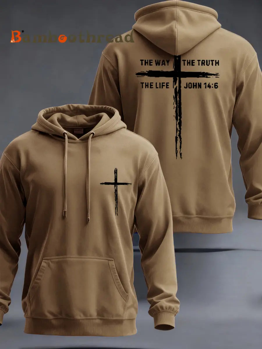 Men’s Jesus The Way The Truth The Life Casual Hoodie Khaki / S