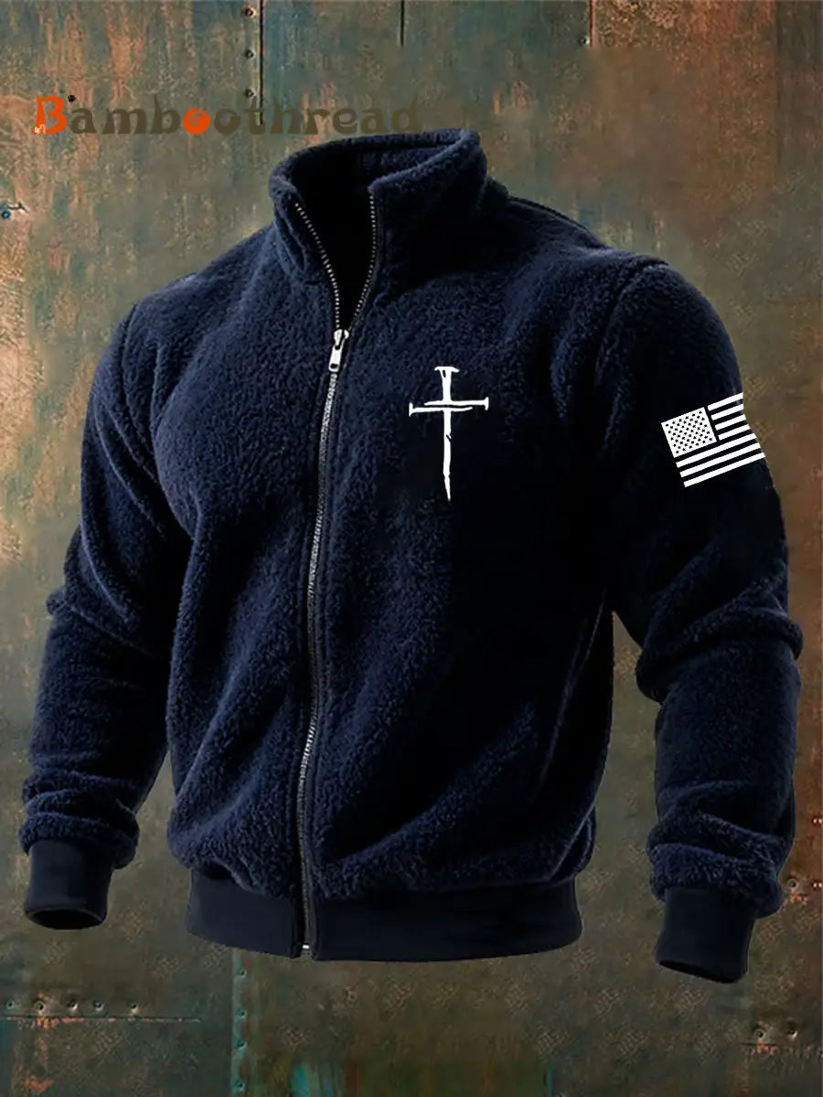 Men’s Jesus The Way The Truth The Life John 14:6 Christian Cross Zipper Flannel Hoodie