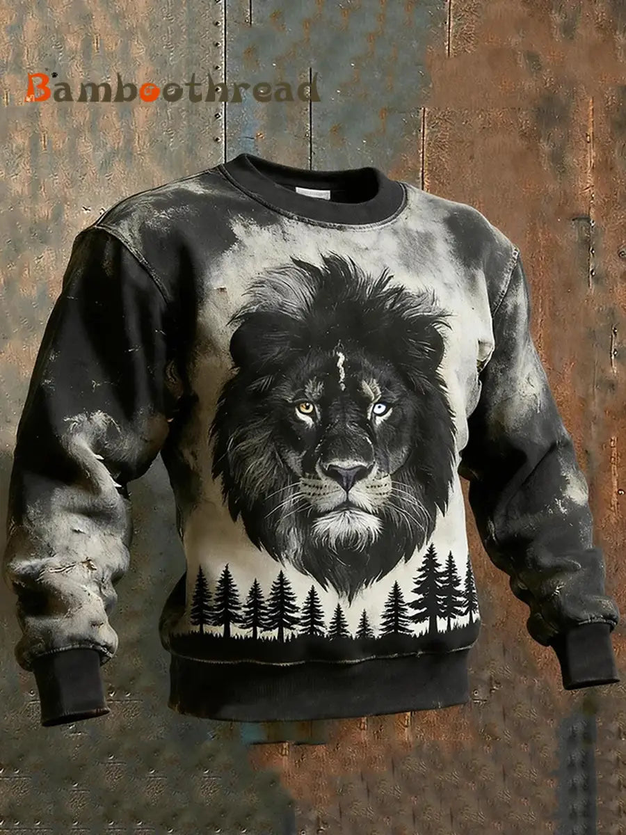 Men’s Lion Crew Neck Sweatshirt As picture / S