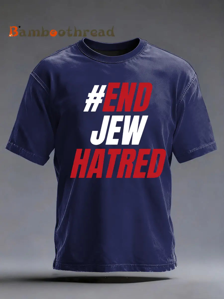 Men’s Oppose antisemitism imitation cotton short-sleeved T-shirt Navy Blue / S