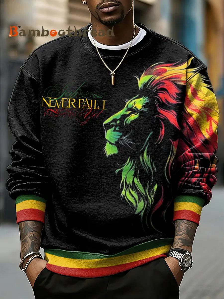 Men’s Reggae Music Inspired Lion Print Sweatshirt Black / S