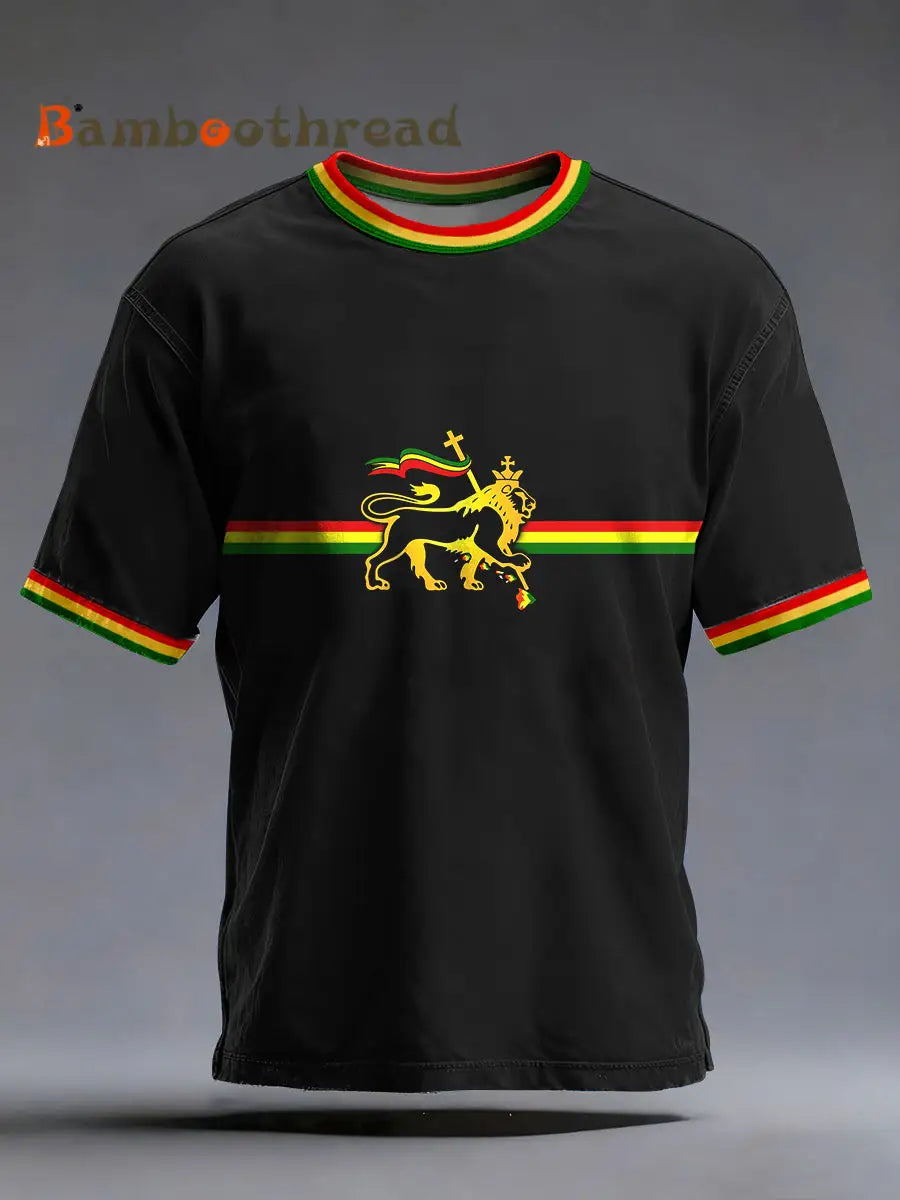 Men’s Reggae Music Inspired Lion Print T-Shirt Black / S