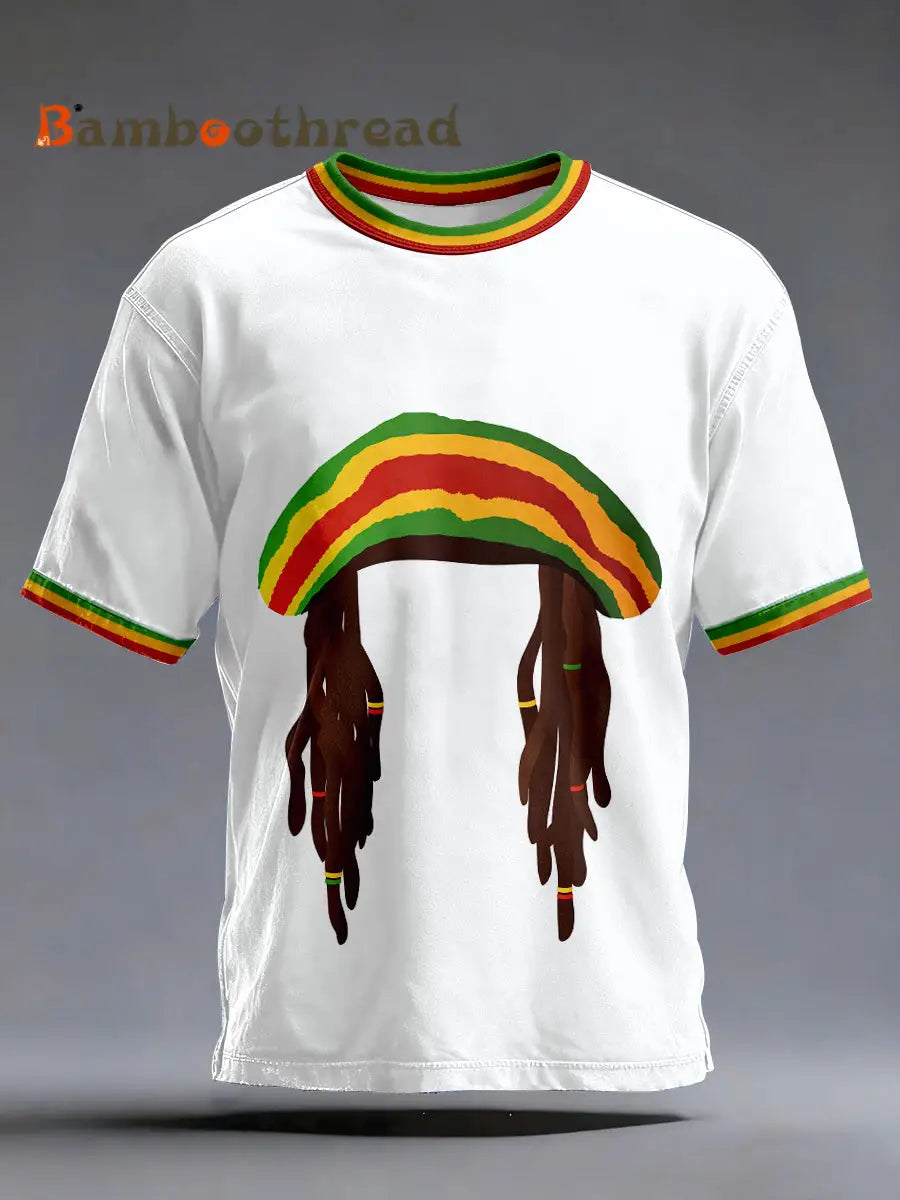 Men’s Reggae Music Inspired Print T-Shirt White / S