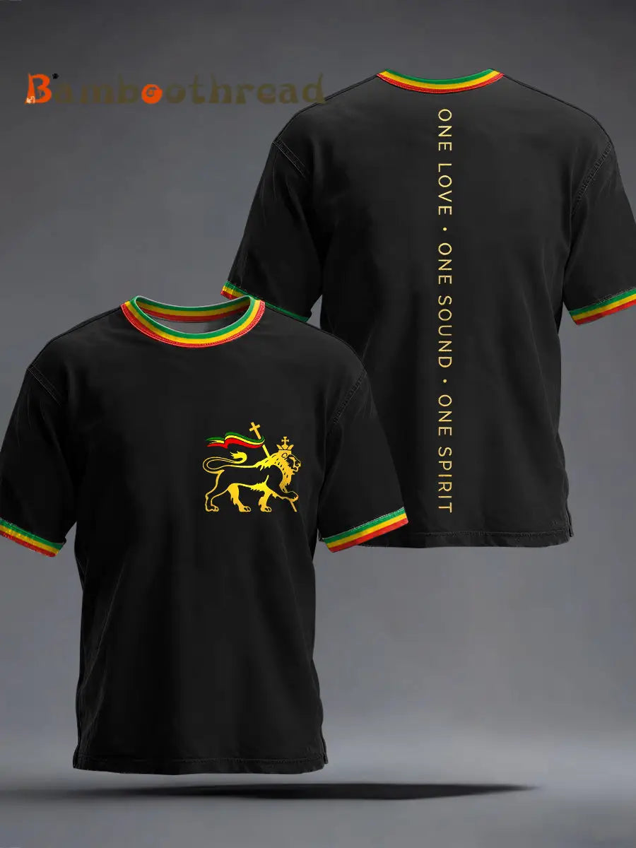 Men’s Reggae Music Inspired Print Vintage T-Shirt Black / S