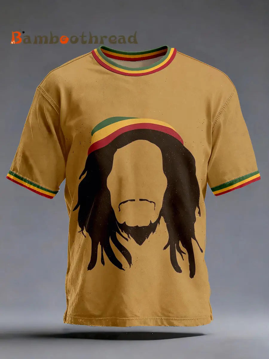 Men’s Reggae Music Inspired Print Vintage T-Shirt Brown / S