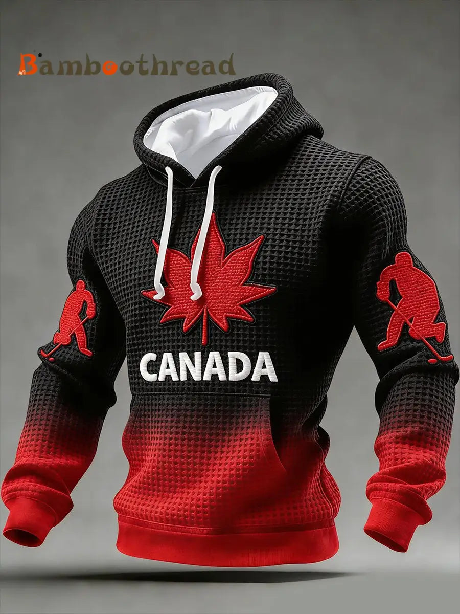 Men’s Retro Canadian Hockey Hoodie Black / S