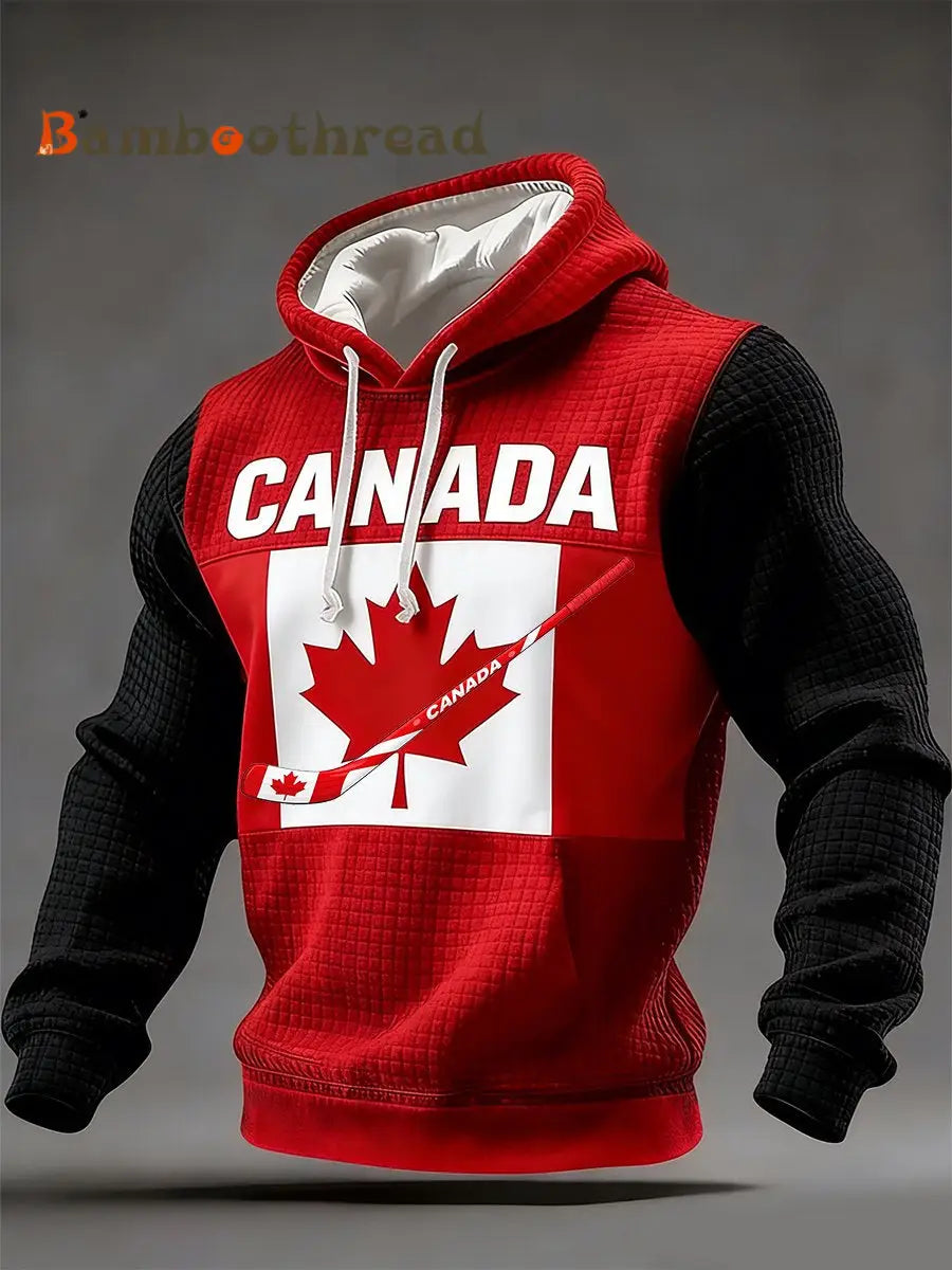 Men’s Retro Canadian Hockey Hoodie Red / S