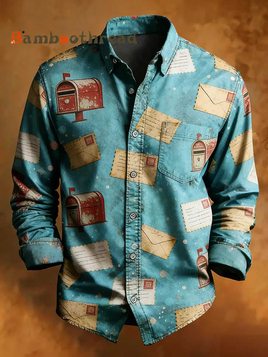 Men’s Retro Christmas Casual Comfort Long-Sleeved Shirt A / S