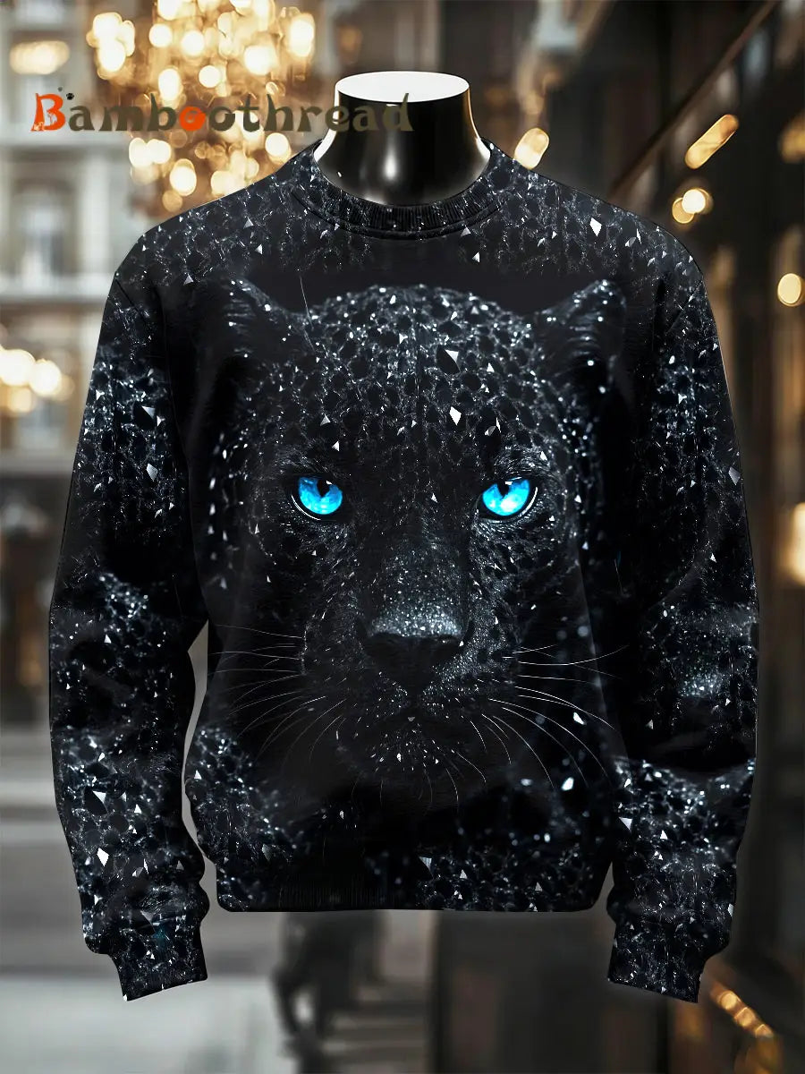 Men’s Retro Luxurious Leopard Print Casual Sweatshirt As picture / S