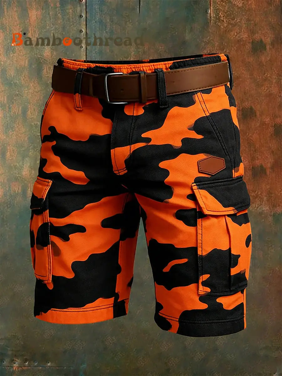 Men’s Retro Vacation Business Art Print Casual Shorts A / S