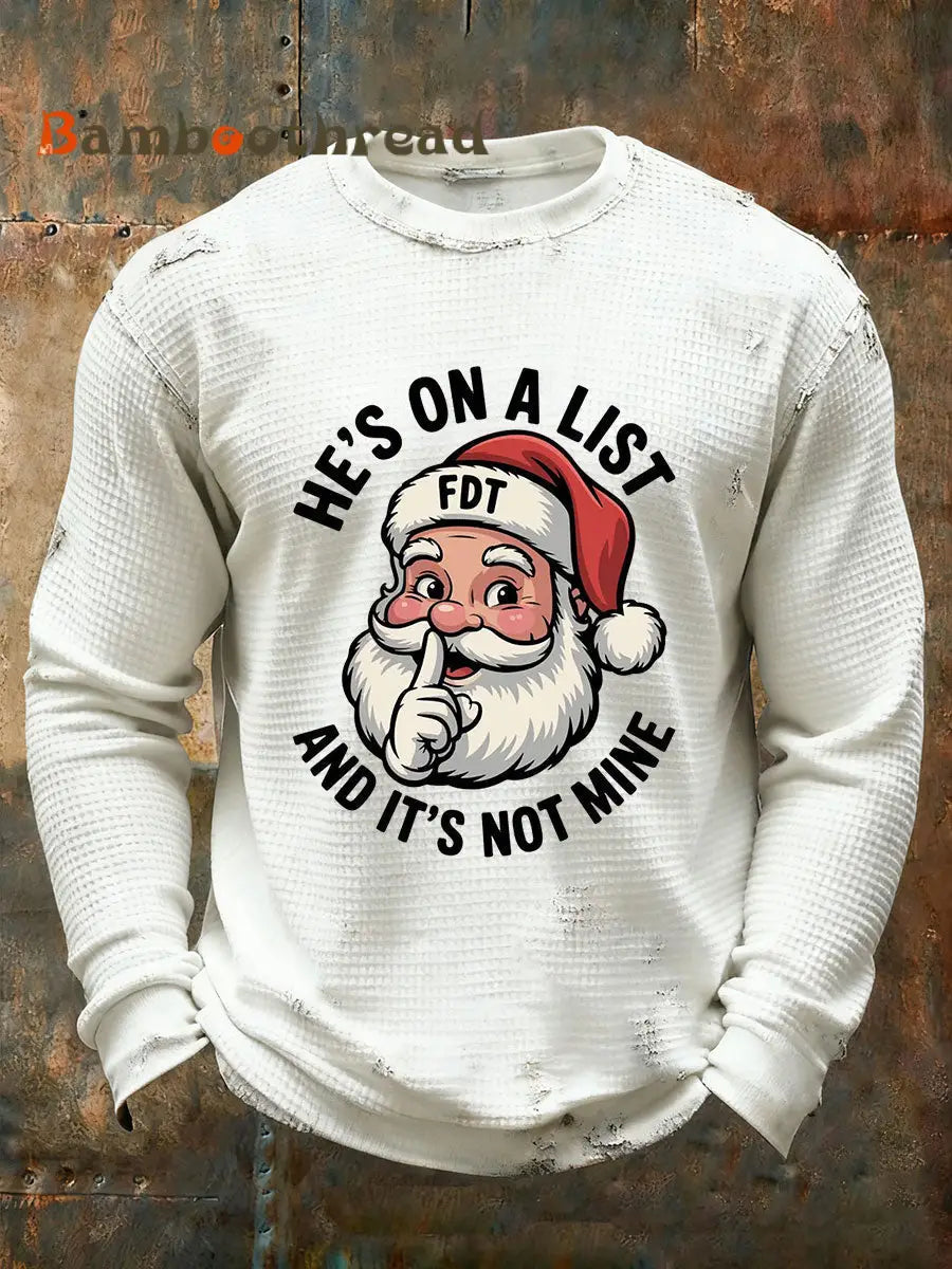 Men’s Santa Claus FDT Waffle Print Casual T-Shirt White / S