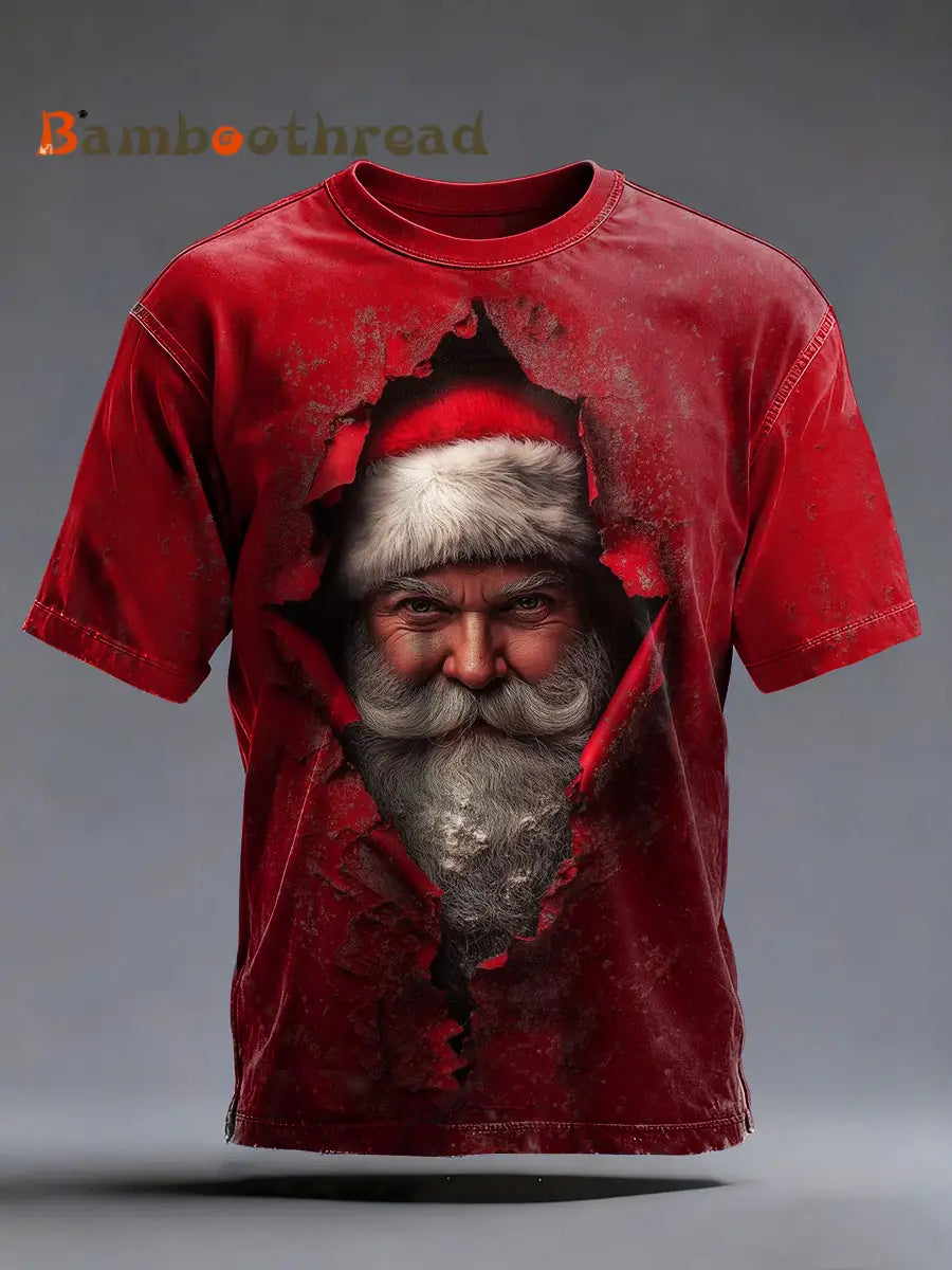 Men’s Santa Print Short Sleeves T-shirt Red / S