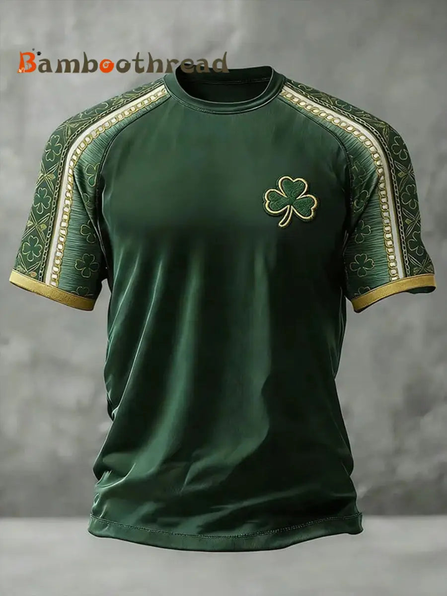 Men’s St. Patrick’s Day Shamrock Print T-shirt Picture 2 / S