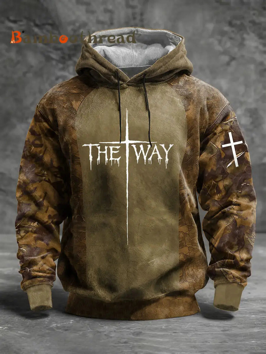 Men’s The Way Cross Camouflage Drop-Shoulder Hoodie (No Pockets) As picture / S