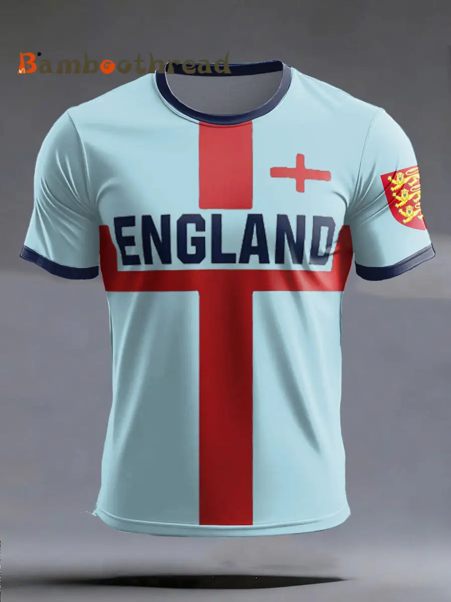 Men’s UK Football Lover England 2026 Printed short sleeves t-shirt Light Blue / S