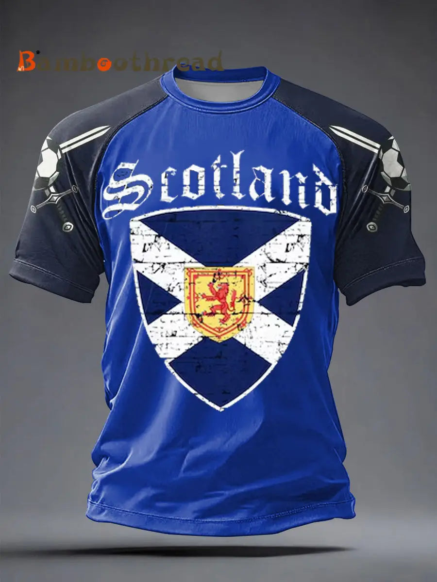 Men’s UK Football Lover Scotland Printed short sleeve t-shirt Blue / S