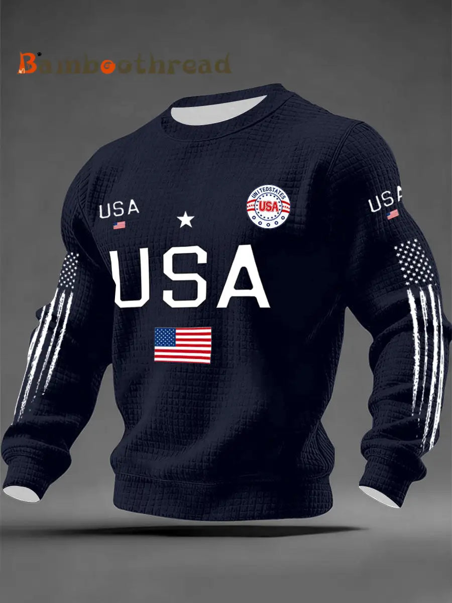 Men’s USA Flag Sweatshirts Navy Blue / S