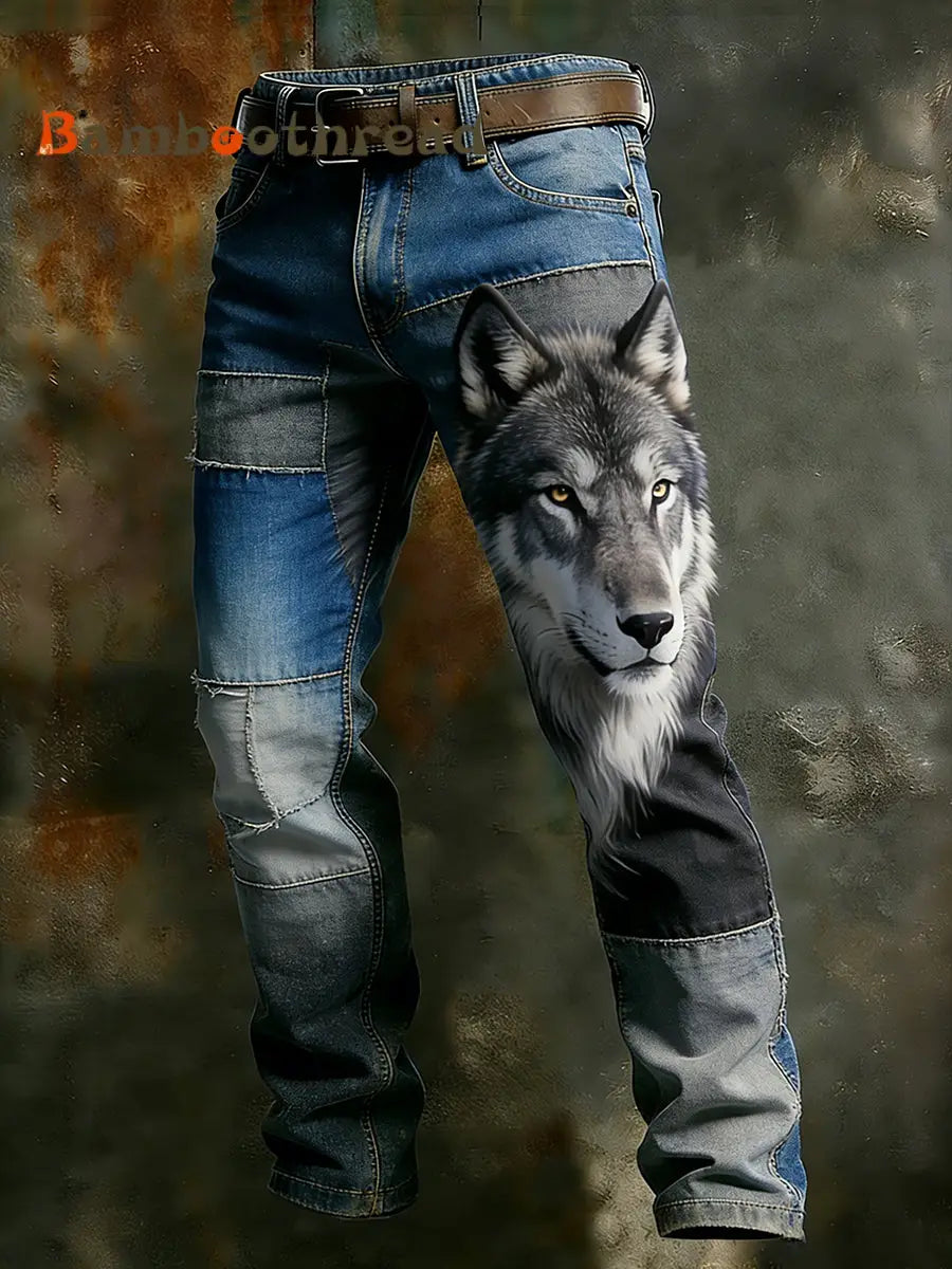 Men’s Vintage Animal Print Art Business Casual Work Pants A / S