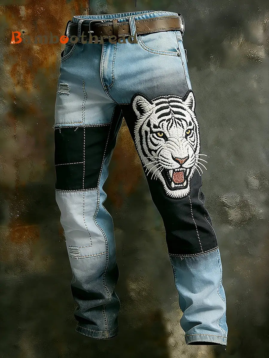 Men’s Vintage Animal Print Art Business Casual Work Pants A / S