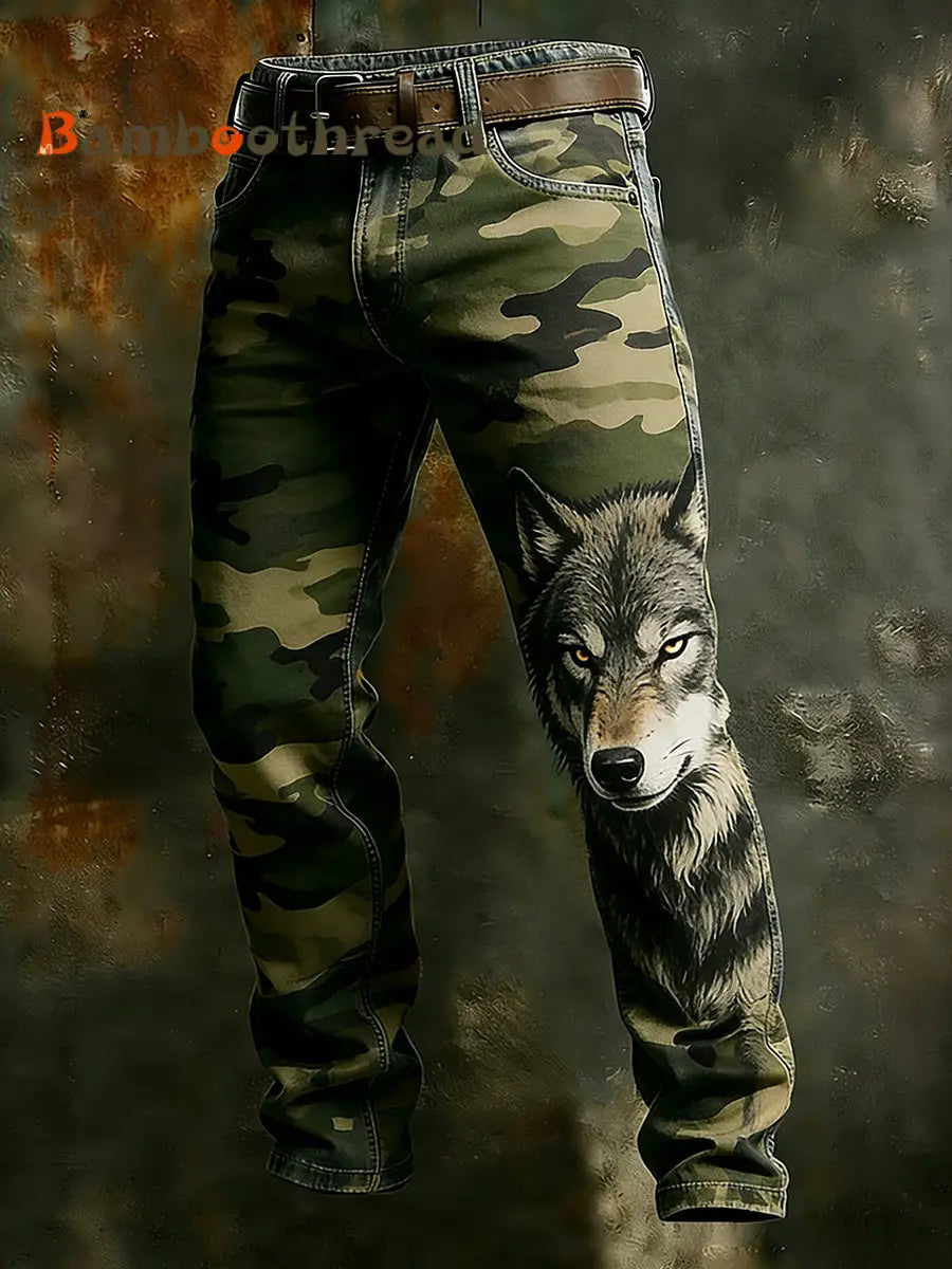 Men’s Vintage Animal Print Art Business Casual Work Pants A / S