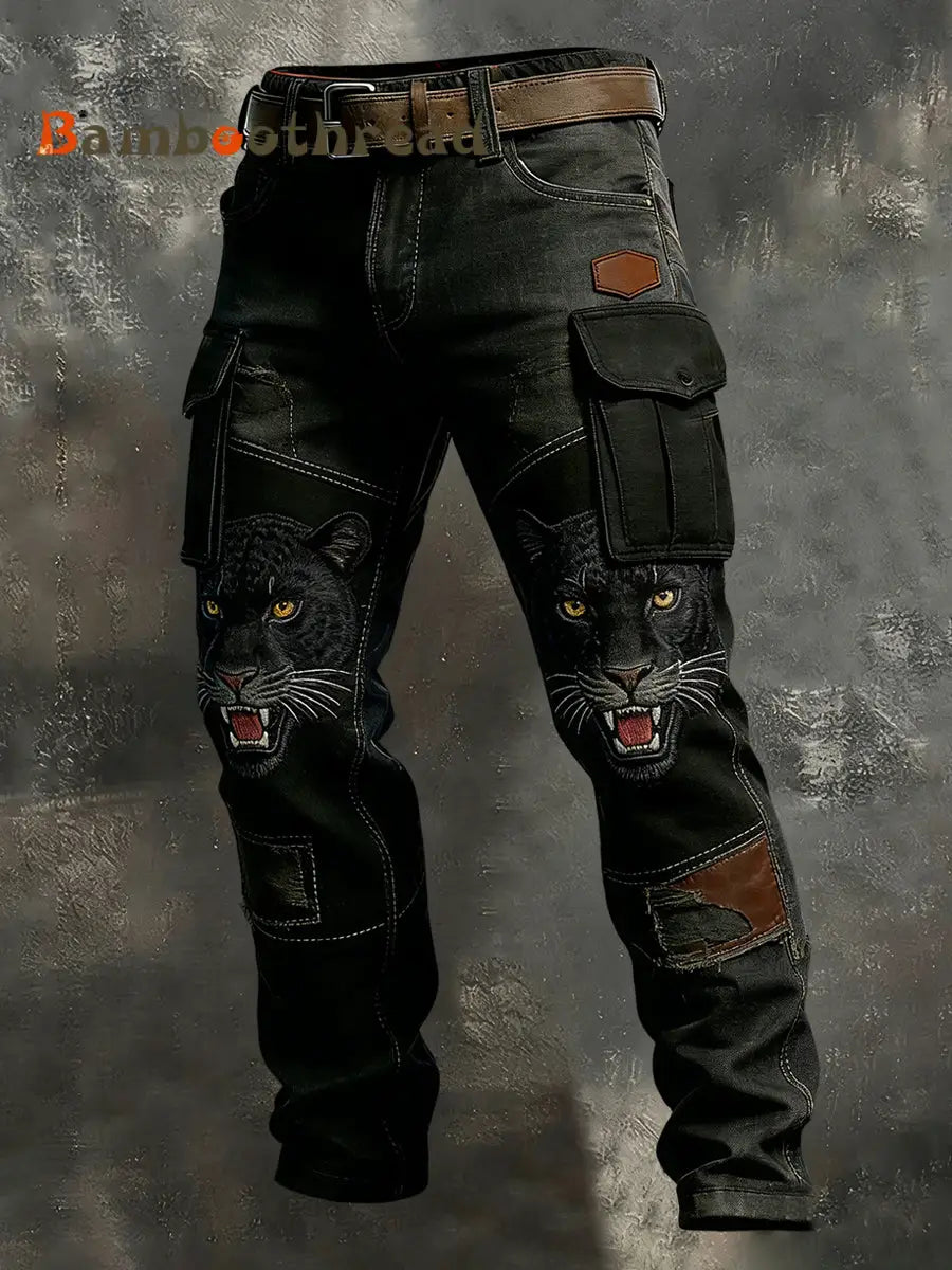 Men’s Vintage Animal Print Art Business Casual Work Pants A / S