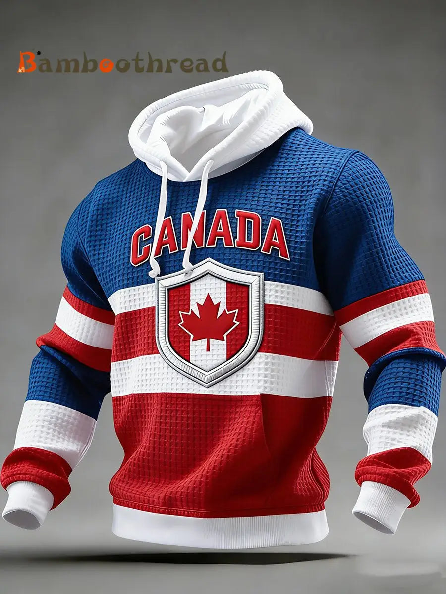Men’s Vintage Canadian Ice Hockey Print Hoodie Multicolour / S