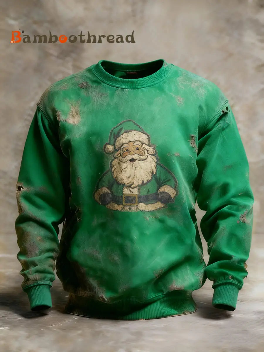 Men’s Vintage Santa Claus Sweatshirt Green / S