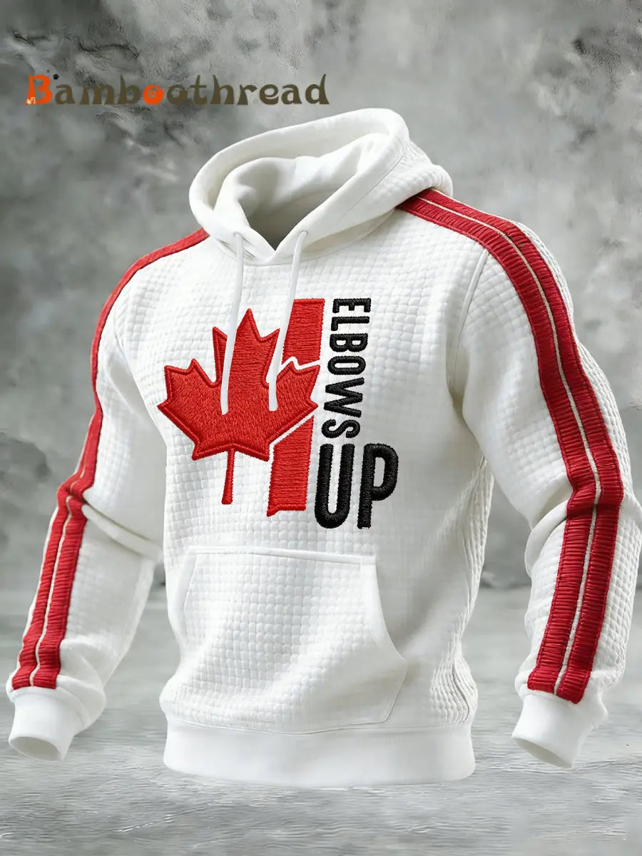 Men’s Winter I Love Canada Printed Hooded Sweatshirt White / S