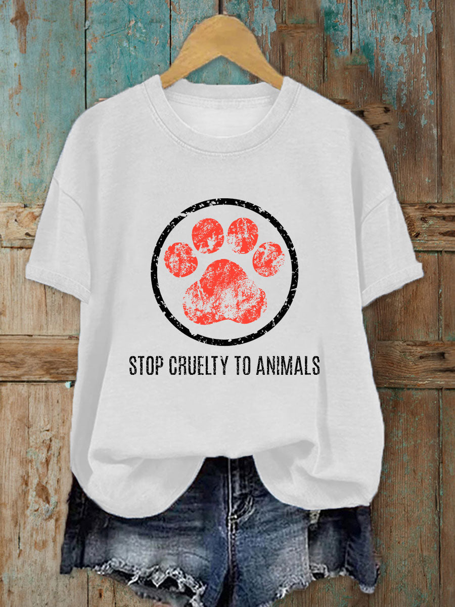 Women's Stop Animal Cruelty Print T-shirt
