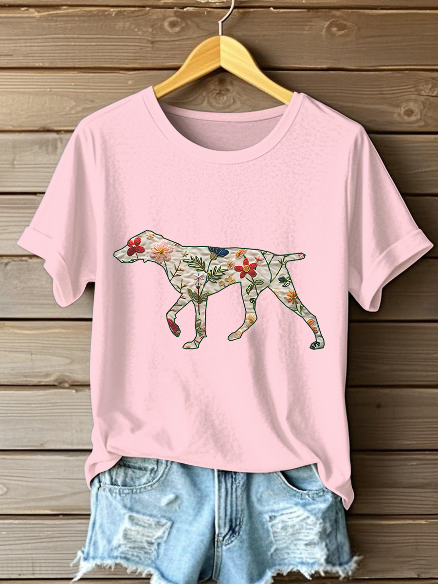 Women's German Shorthaired Pointer Print Casual T-Shirt