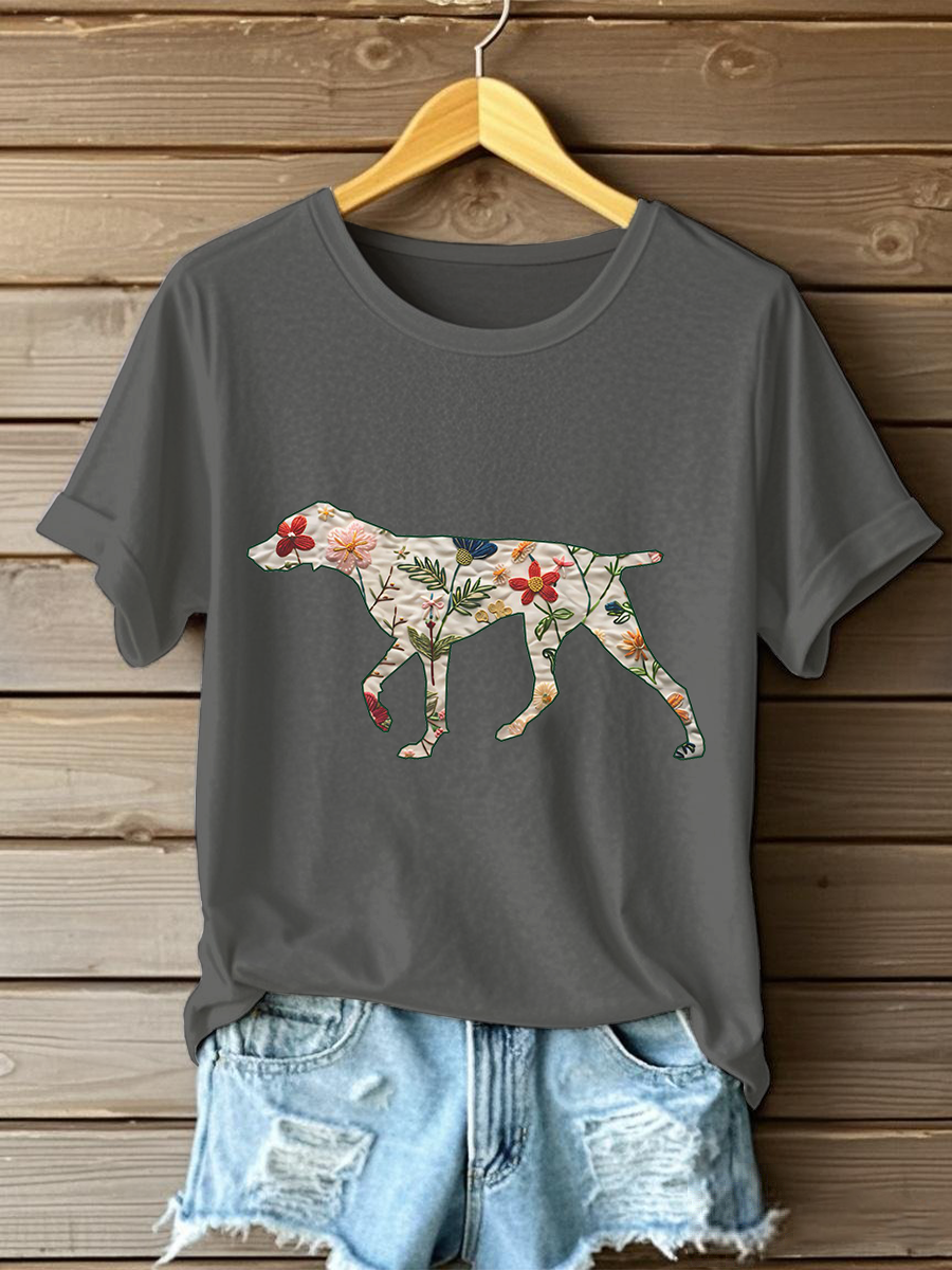 Women's German Shorthaired Pointer Print Casual T-Shirt