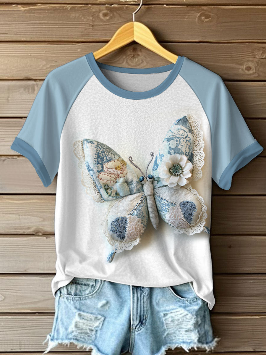 Women's butterfly print casual t-shirts